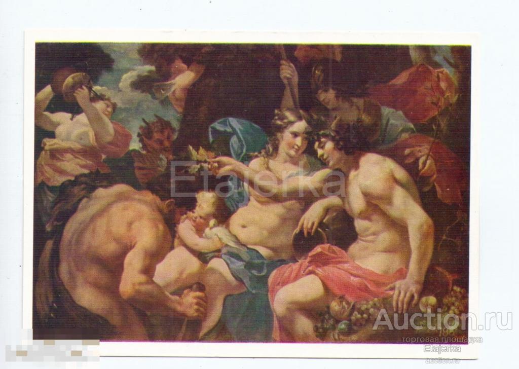 Геркулес среди богов Олимпа. Вуэ.  1960. Живопись. Мифология. Обнаженные. Голубь. Дети. Ангел. ( Ж ) 