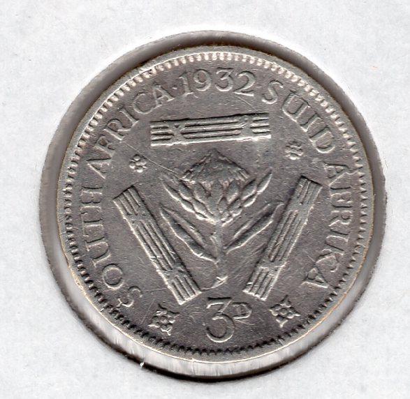3 пенса - Южная Африка (ЮАР) - 1932 - серебро 800