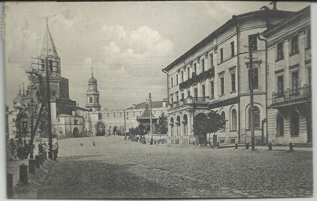 антикварная открытка. КАЗАНЬ. СПАССКАЯ БАШНЯ И ГОРОДСКАЯ УПРАВА. почта пароходная  АСТРАХАНЬ-НИЖНИЙ.
