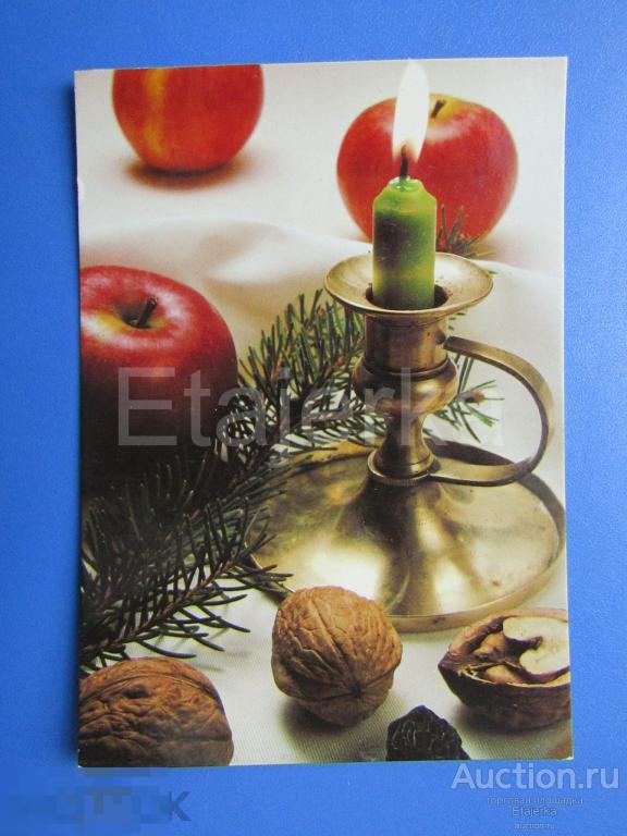 С новым годом. Иностранная. чистая. Фрукты. Свеча. 