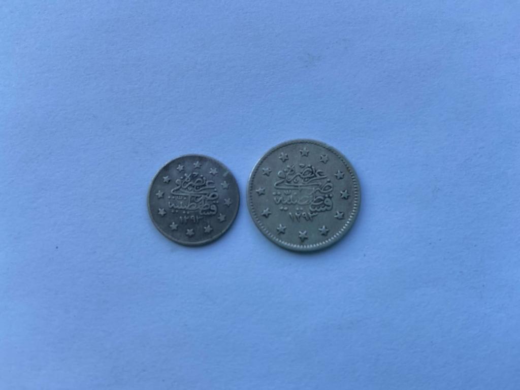 Турция.Османская империя.Две монеты. 1293.Султан Абдул-Хамид II. Серебро.