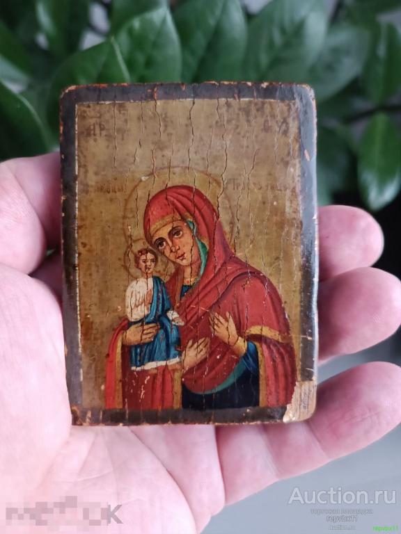 Икона троеручница миниатюра. 6.5*9 см. Редкость. Оригинал 19 века 