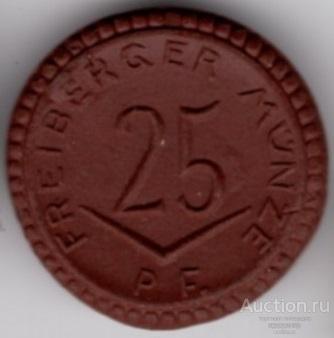 Германия Фрейберг 25 пфеннигов 1921 года. Нотгельд фарфор