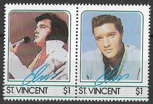Сент - Винсент 1985 г. Э. Пресли Музыкант Певец Сцепка 2 м **