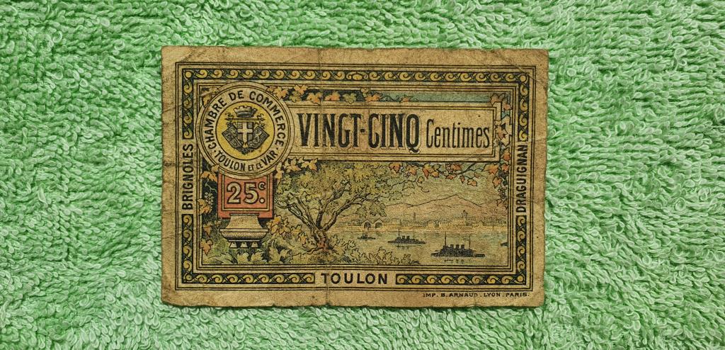 25 сантимов, 1922 год, Франция - департамент Вар г. Тулон торговая палата