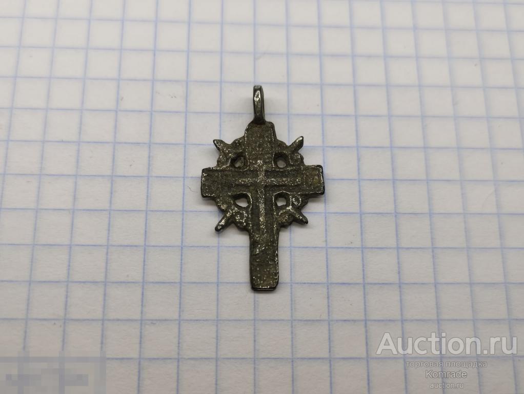 Старинный нательный крестик / крест тельник / белый металл / Царская Россия