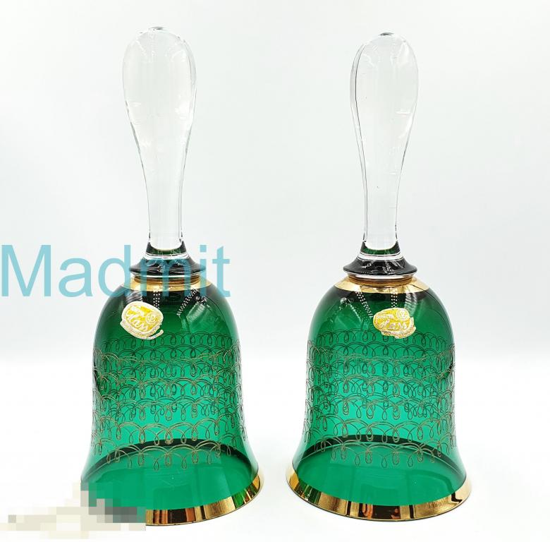 2 бокала Колокольчики свадебные стременные  Bohemian Glass BELLS Чехословакии 1970-х годов 