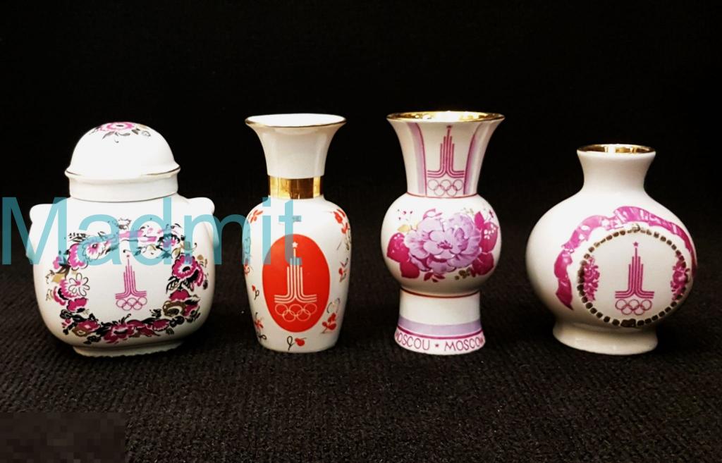 Фарфор СССР Олимпиада-80 ЛФЗ Вазочки и Чайница одним лотом 