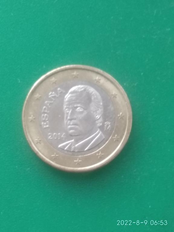 Монета 1 ЕВРО 2014 г. Испания. Погодовка. Хуан Карлос.
