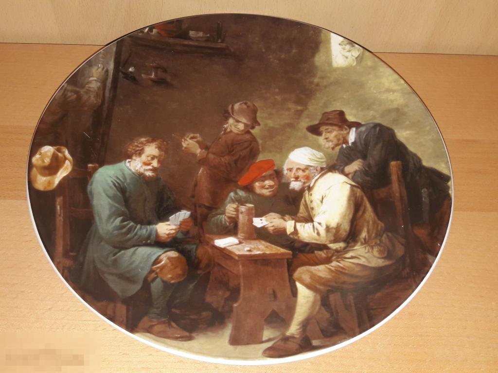 Фарфоровая тарелка "Игра в карты". Германия. 