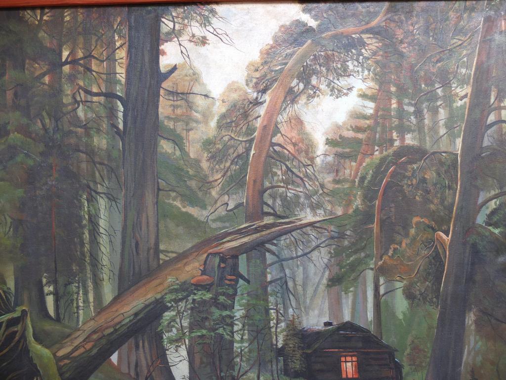картина Избушка в сосновом лесу, холст,масло, художник Безсало В, 1939 год