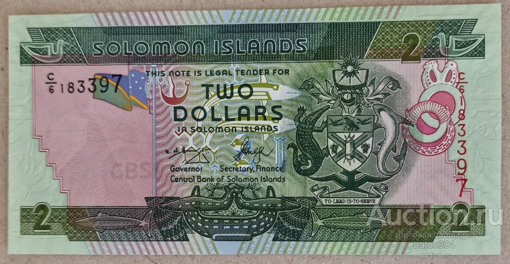 Соломоновы острова 2 доллара 1986 г. UNC.