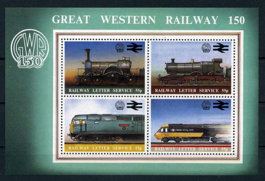 Великобритания Западная Железная Дорога Служебные Непочтовые марки Паровозы Локомотивы MNH**
