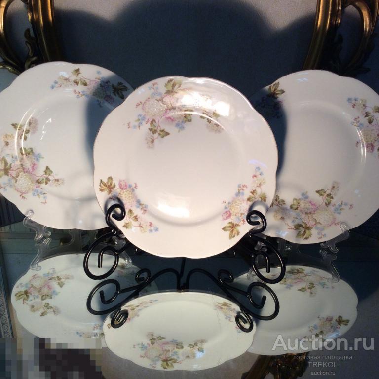 Антиквариат Фарфоровая тарелка, Рига, 19 век, клеймо Кузнецов 