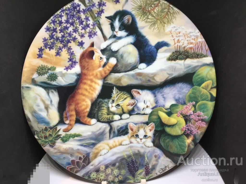 ДЕКОРАТИВНАЯ ТАРЕЛКА. 5 МАЛЕНЬКИХ КОТИКА. ГЕРМАНИЯ. БЕСПЛАТНАЯ ДОСТАВКА!!! 