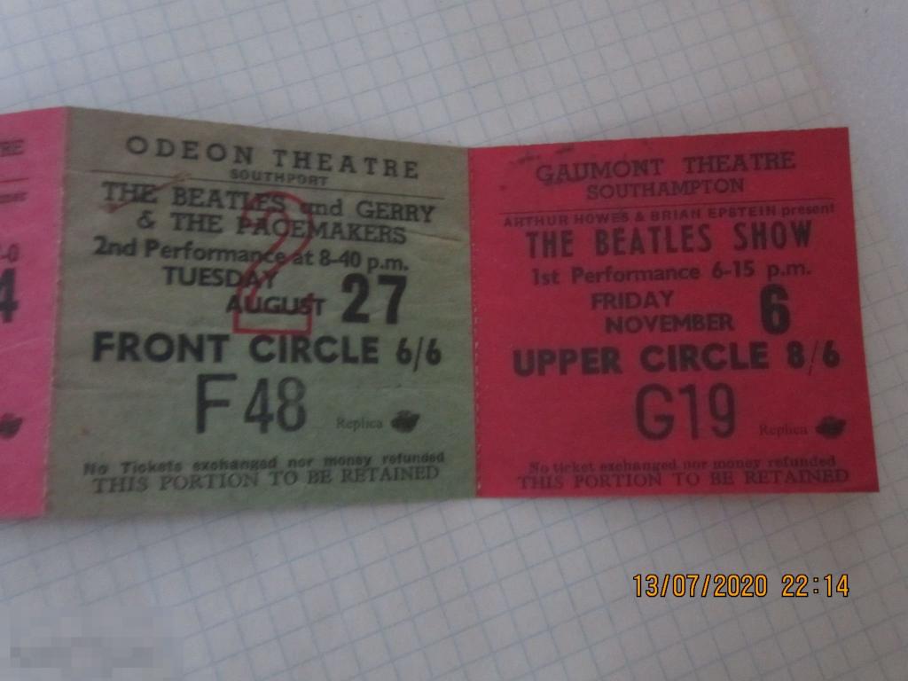 The Beatles Битлз Билет на концерт The Beatles 