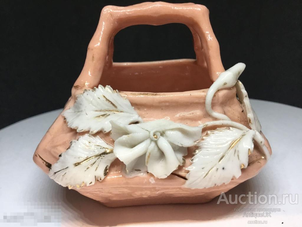 СТАРИННАЯ ВАЗА. КОРЗИНКА. РУЧНАЯ РАБОТА. ФАРФОР. БЕСПЛАТНАЯ ДОСТАВКА!!! 