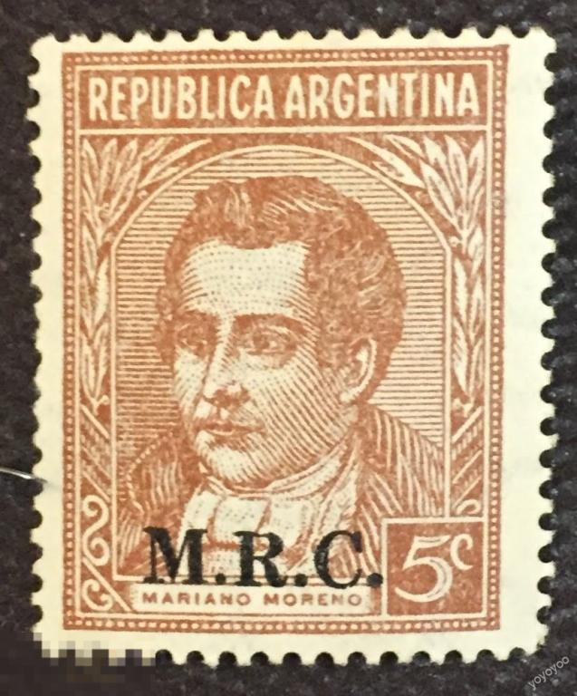 1935 Аргентина Персоналии Мариано Морено Служебная Надпечатка M.R.C. 408 ** А125 