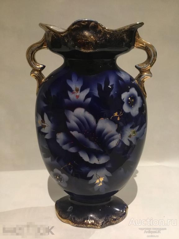 СТАРИННАЯ ВАЗА. КОБАЛЬТ. ЗОЛОТО. ФАРФОР. БЕСПЛАТНАЯ ДОСТАВКА! 