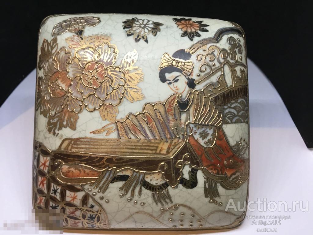СКИДКА 50%!ОЧЕНЬ РЕДКАЯ СТАРИННАЯ ШКАТУЛКА.  SATSUMA. САЦУМА. РУЧНАЯ РОСПИСЬ. БЕСПЛАТНАЯ ДОСТАВКА!!! 