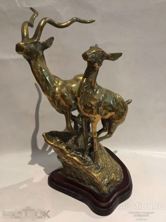 БОЛЬШАЯ СКУЛЬПТУРА. ОЛЕНИ.  ЛАТУНЬ. БЕСПЛАТНАЯ ДОСТАВКА!!! 