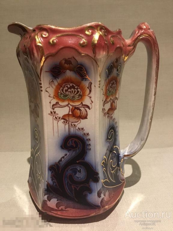 СТАРИННЫЙ МОЛОЧНИК. КУВШИН. VICTORIAN. 19 век. КОБАЛЬТ. ЗОЛОТО.  БЕСПЛАТНАЯ ДОСТАВКА! 