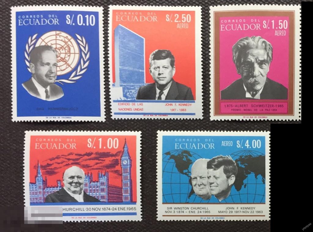 1966 Эквадор Персоналии Президент Кеннеди Черчилль ООН ** А129 