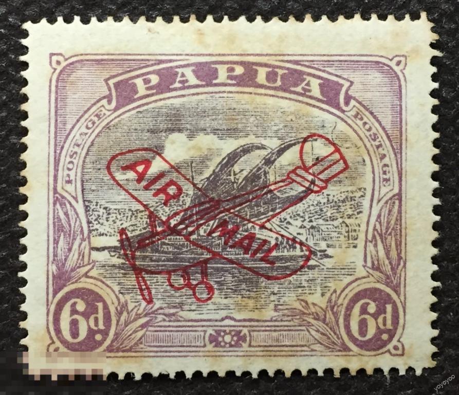 1930 Папуа Лодка Авиапочта AIR MAIL НАДПЕЧАТКА Самолет 71* А129 