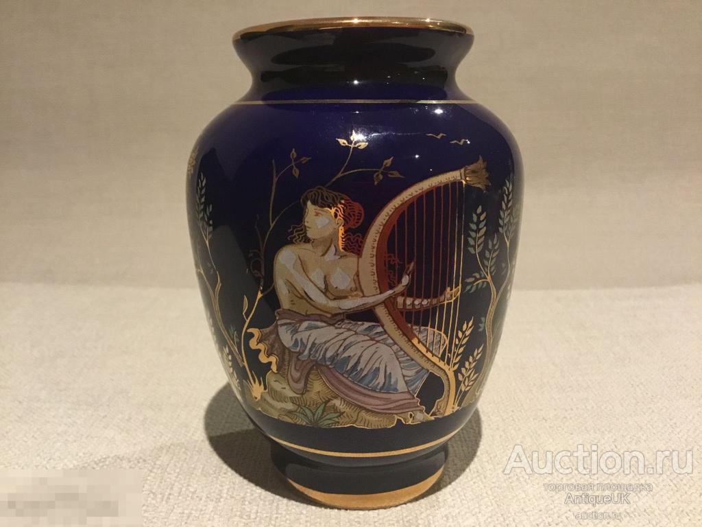 ВАЗОЧКА. ВАЗА. GREECE. КОБАЛЬТ. ЗОЛОТО. ФАРФОР. БЕСПЛАТНАЯ ДОСТАВКА! 