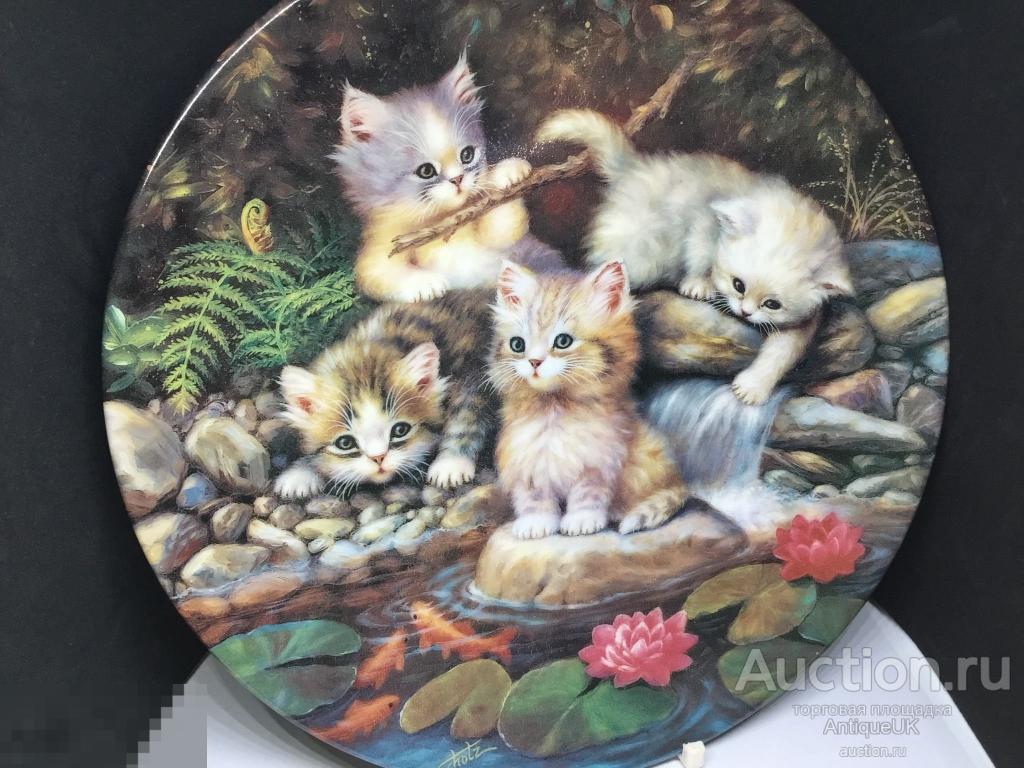 ДЕКОРАТИВНАЯ ТАРЕЛКА. 4 МАЛЕНЬКИХ КОТИКА. ГЕРМАНИЯ. БЕСПЛАТНАЯ ДОСТАВКА!!! 