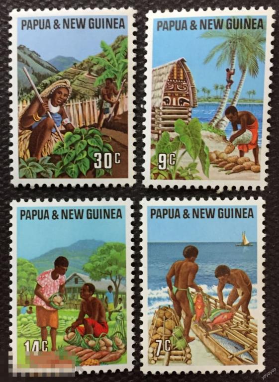 1971 Папуа Новая Гвинея Этнография Сельское хозяйство 207-210 ** А129 