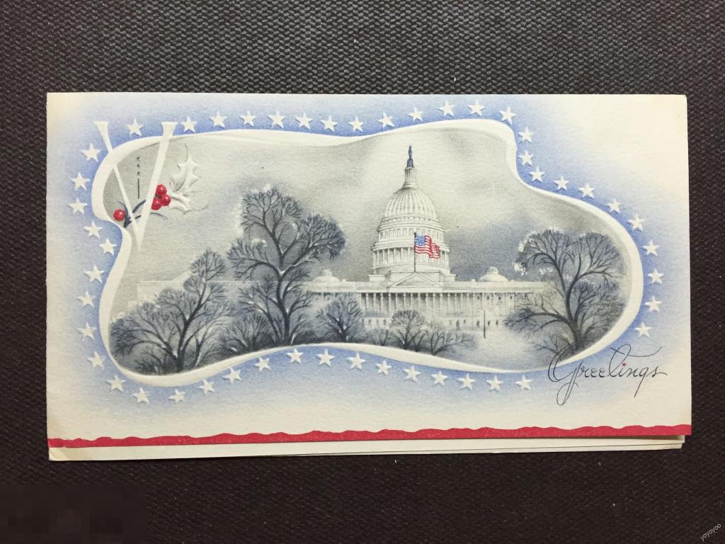 США Архитектура Рождество Открытка  ** А69_1 