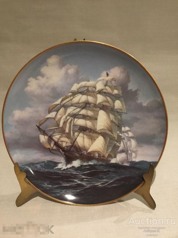 ДЕКОРАТИВНАЯ ТАРЕЛКА. ПАРУСНЫЙ КОРАБЛЬ. ФАРФОР. FRANKLIN PORCELAIN. БЕСПЛАТНАЯ ДОСТАВКА!!! 