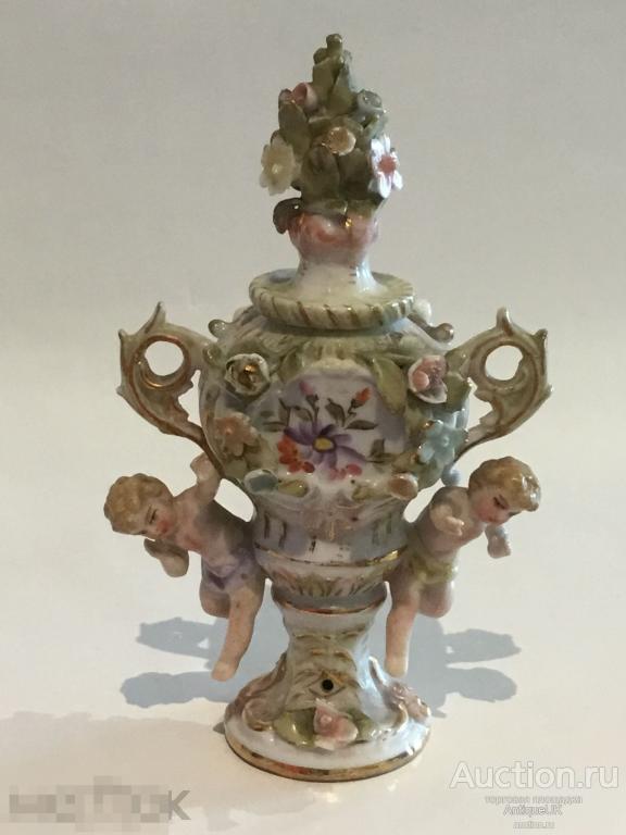 АНТИКВАРНАЯ ВАЗОЧКА. 18-19 век. ПУТТИ.  Германия. ФАРФОР. БЕСПЛАТНАЯ ДОСТАВКА!!! 