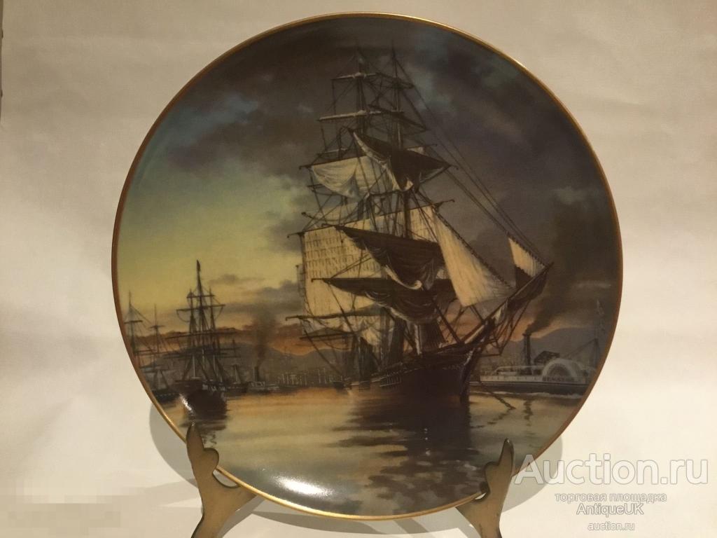 ДЕКОРАТИВНАЯ ТАРЕЛКА. ПАРУСНЫЙ КОРАБЛЬ. ФАРФОР. FRANKLIN PORCELAIN. БЕСПЛАТНАЯ ДОСТАВКА!!! 