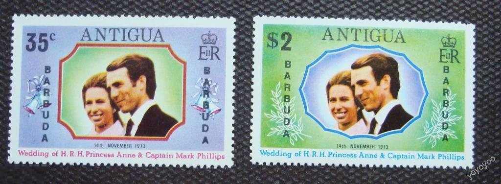 1973 Антигу Барбуда Принцесса Анна и Филлип А43 ** 