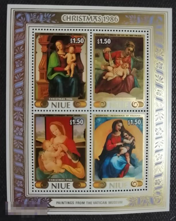 1986 Ниуэ Живопись Искусство Рождество Рафаэль Тициан Перуджино ** А143-1 