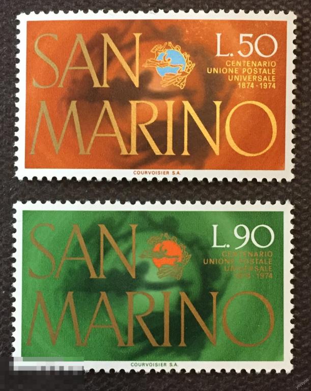 1974 Сан-Марино Почта UPU 1075-1076 ** А125 