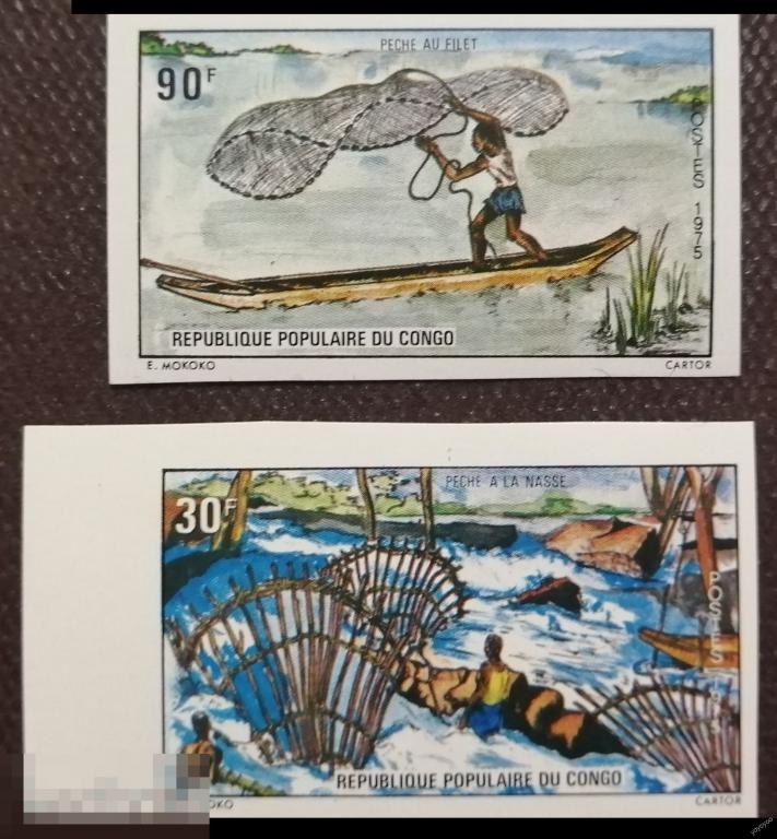 1975 Конго Рыба Рыбалка Лодка б/з ** А143-1 