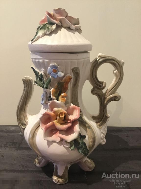 ДЕКОРАТИВНЫЙ ЧАЙНИК. КАПОДИМОНТЕ. CAPODIMONTE. ФАРФОР. ИТАЛИЯ. БЕСПЛАТНАЯ ДОСТАВКА!!! 