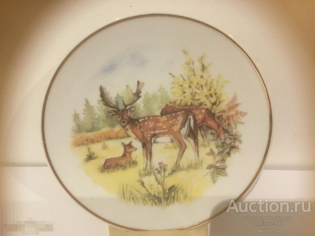 ДЕКОРАТИВНАЯ ТАРЕЛКА. ОЛЕНЬ. ФАРФОР. БЕСПЛАТНАЯ ДОСТАВКА! 