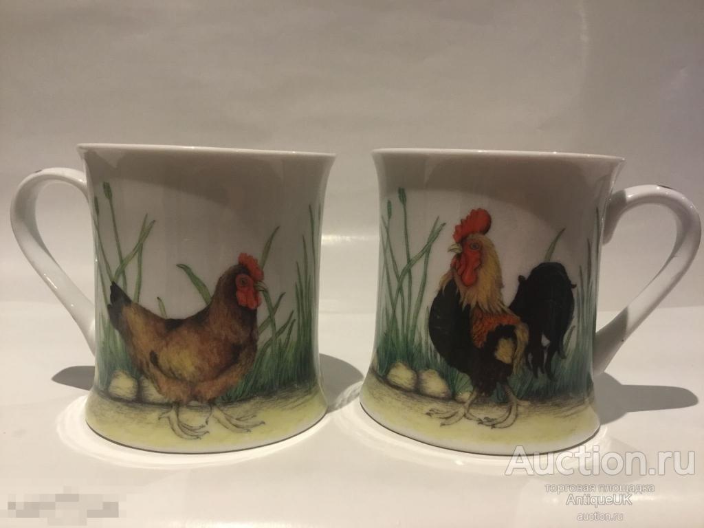 БОЛЬШИЕ ЧАЙНЫЕ ЧАШКИ. 2шт.  ПЕТУХ. КУРИЦА. LEONARDO COLLECTION. БЕСПЛАТНАЯ ДОСТАВКА!!! 