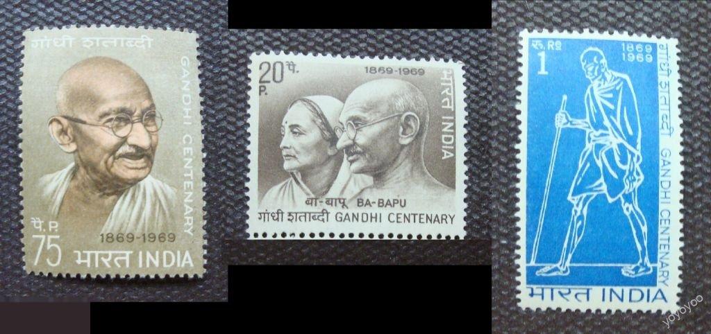 1969 Индия Персоналии Махатма Ганди 481-83 ** А46 