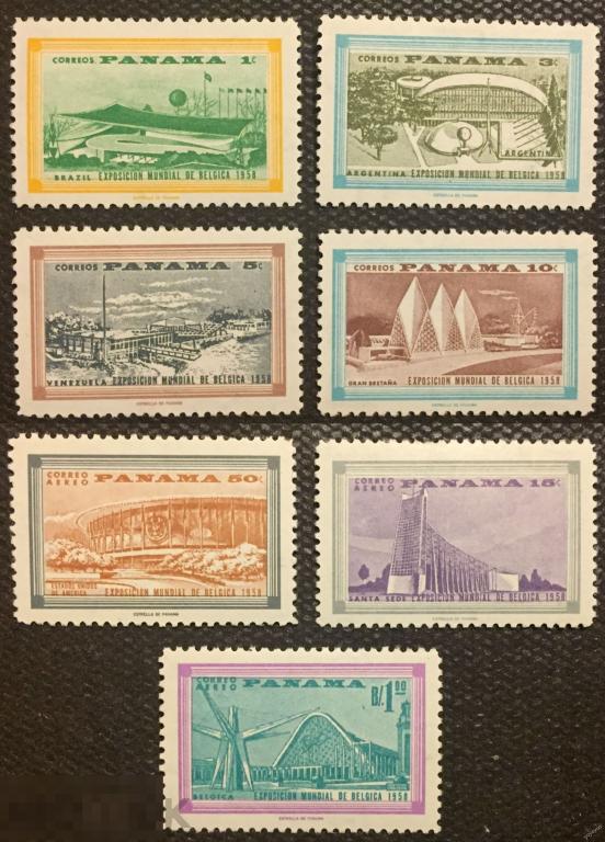 1958 Панама Архитектура Международная выставка «EXPO 1958» 530-536 ** А46_ 