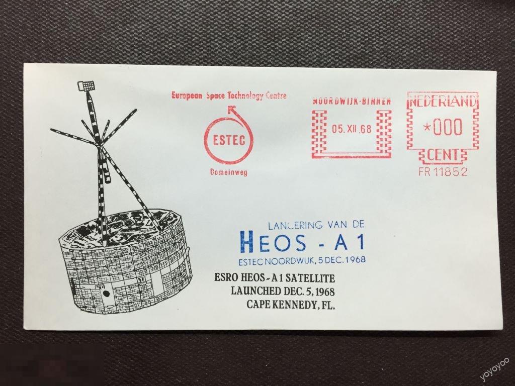 1968 Нидерланды Космос Европейский центр технологий Спутник HEOS-A1 КПД Карточка А72_1 