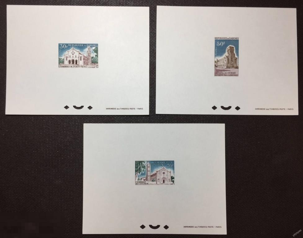 1966 Дагомея Архитектура Замки Соборы БЛОК-КАРТОН ** А164 