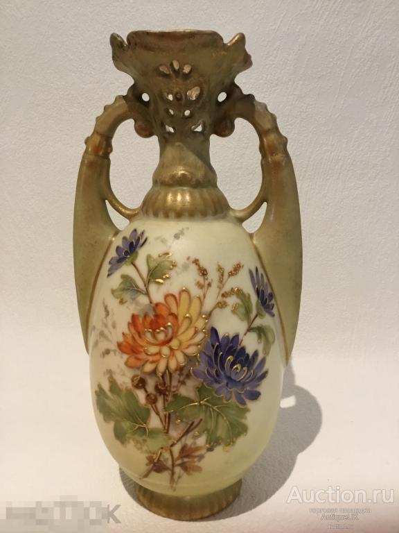 АНТИКВАРНАЯ СТАРИННАЯ ВАЗА С ЦВЕТАМИ. AUSTRIA. РОСПИСЬ. КЛЕЙМО. БЕСПЛАТНАЯ ДОСТАВКА! 