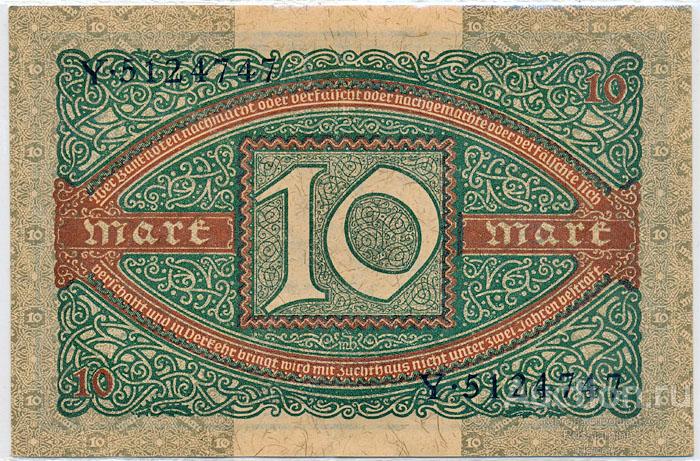 Бона Германия 10 марок (1920 г.) Press