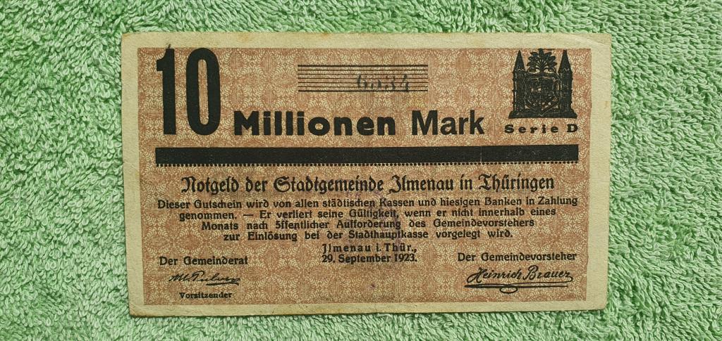 10000000 марок 1923 год, город Ильменау