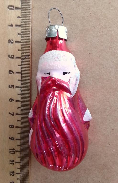 Дед Мороз красный елочная новогодняя игрушка СССР на подвесе стекло без вмешательств